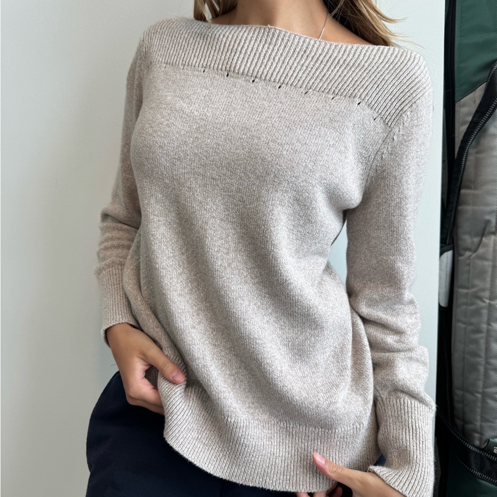 LOFT Cream Off-the-Shoulder Sweater